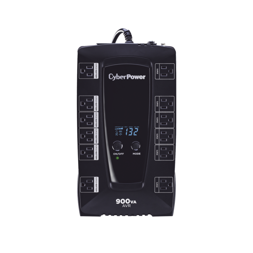 UPS de 900 VA/480 W, Topologí­a Lí­nea Interactiva, Entrada 120 Vca NEMA 5-15P, Tipo Gabinete Compacto, Con 12 Tomas NEMA 5-15R