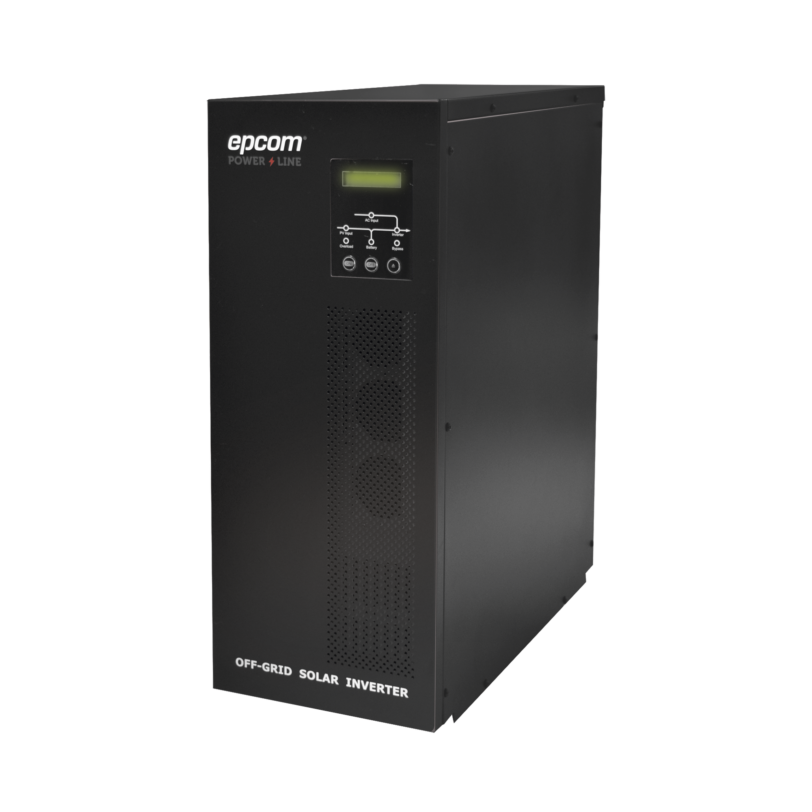 Inversor / Cargador para sistemas tipo isla de 192VCD/120VCA de 3000W onda sinusoidal pura con controlador MPPT. Administre una fuente fotovoltaica, la red eléctrica y recargue su banco de baterías y su consumo sin problemas.