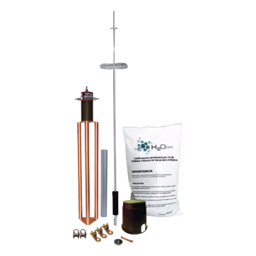 Kit de Pararrayo para Torre o Poste tipo Dipolo Corona con Electrodo y Accesorios de instalación.