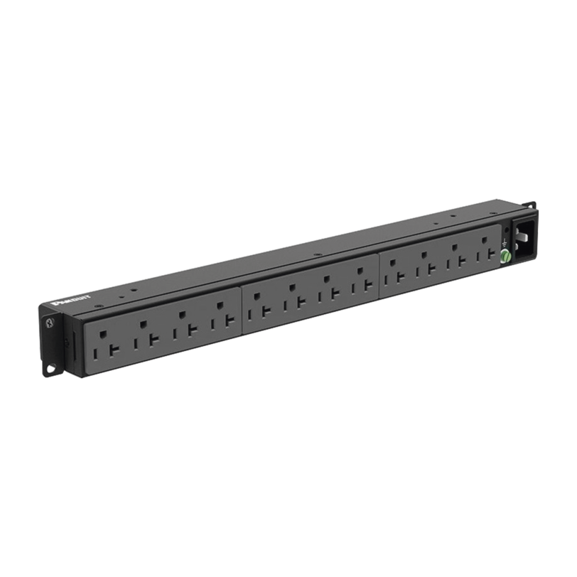 PDU Básico para Distribución de Energía, Enchufe de Entrada NEMA 5-15P, Con 12 Contactos NEMA 5-20R, Instalación Horizontal de 19in, 1UR, 15 Amp, 120 Vca