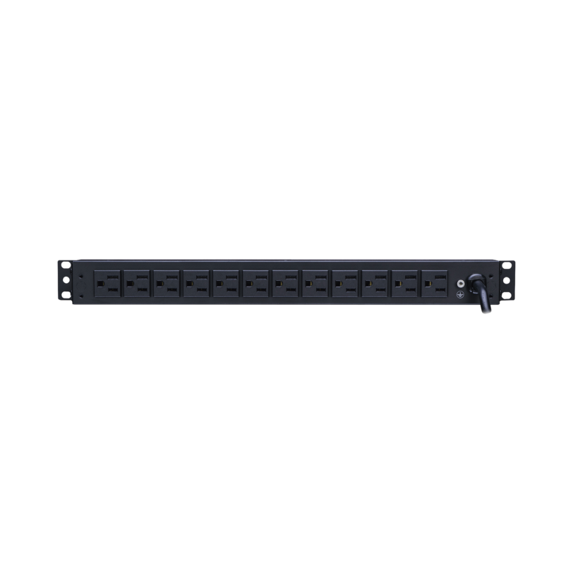 PDU Básico Para Distribución de Energía, Con 12 Tomas NEMA 5-15R Traseras y 2 Tomas 5-15R Frontales, 1UR, 15 Amp, 120 Vca