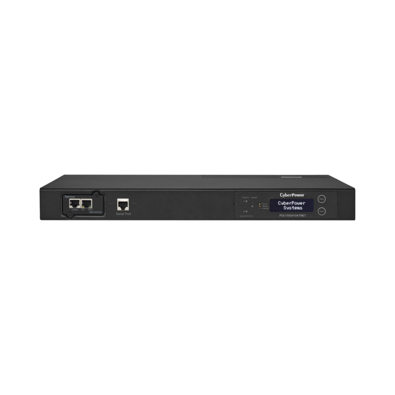 PDU ATS (Fuente Redundante Auto-transferible) Monitoreable, Para Distribución de Energía, 2 Entradas 120 Vca NEMA5-15P, Con 10 Salidas NEMA 5-15R, Horizontal 19in, 1UR