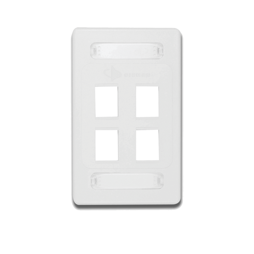 Placa de Pared Modular 10G MAX de 4 Salidas, Color Blanco, Versión Bulk (Sin Empaque Individual)