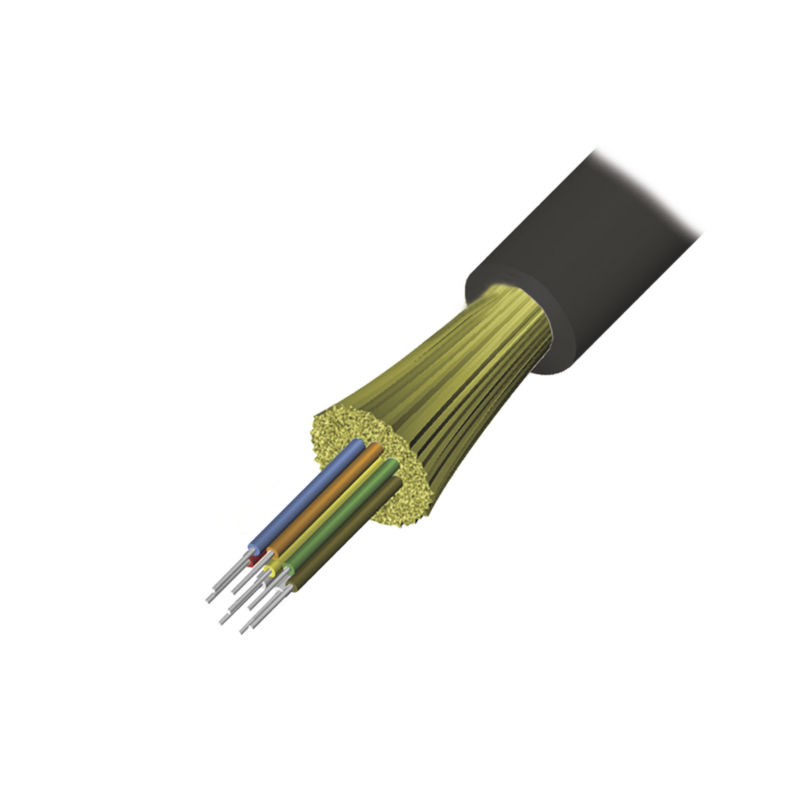 Cable de Fibra Óptica de 4 hilos, Interior/Exterior, Tight Buffer, No Conductiva (Dieléctrica), Plenum, Monomodo OS2, 1 Metro