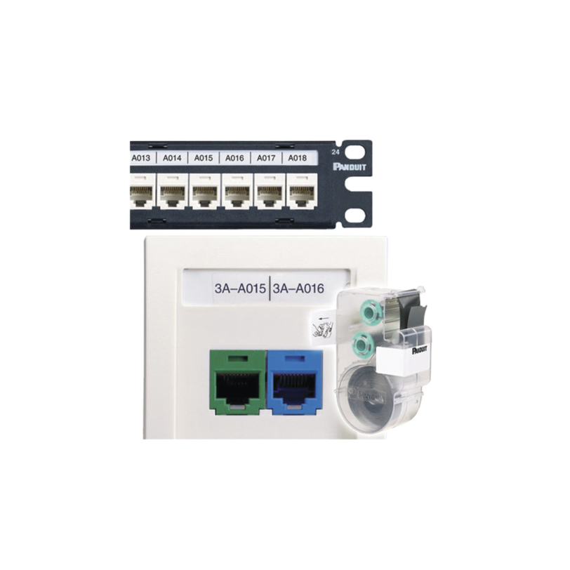 Casete de 75 Etiquetas Sin Adhesivo, para Patch Panel o Face Plate, Para Identificación de 4 Puertos