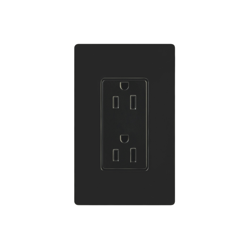 Tomacorriente, receptaculo convencional 120V, 15A, color negro.