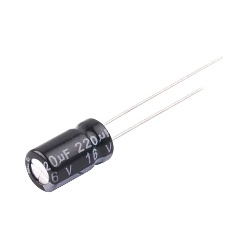 Capacitor Electrolítico de Aluminio, 220 µFd, 16 Vcd,  6.3 x 11 mm, 105 °C.
