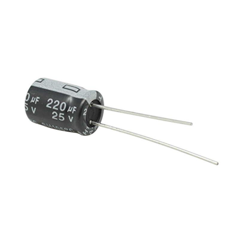 Capacitor Electrolítico de Aluminio, 220 µFd, 25 Vcd,  8 x 11 mm, 105 °C.
