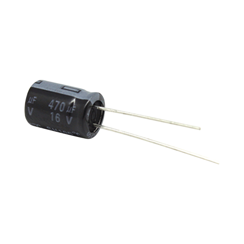 Capacitor Electrolítico de Aluminio, 470 µFd, 16 Vcd,  8 x 11 mm, 105 °C.