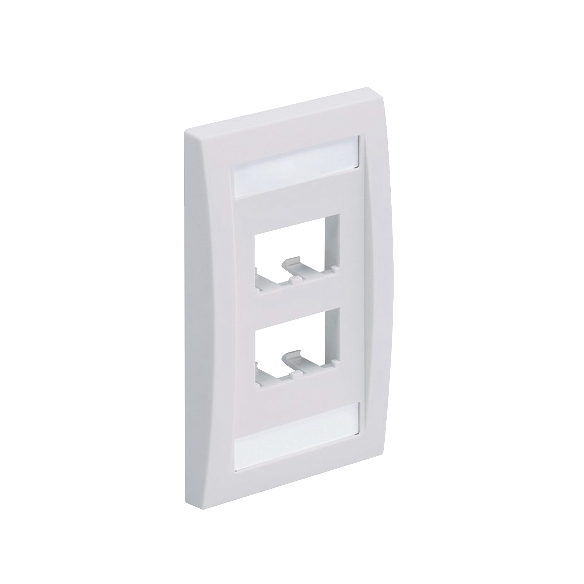 Placa de Pared Vertical Ejecutiva, Salida Para 4 Puertos Mini-Com, Con Espacios Para Etiquetas, Color Blanco Mate