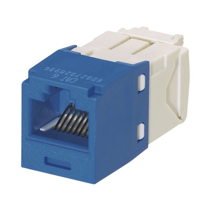 Conector Jack RJ45 Estilo TG, Mini-Com, Categoría 6, Con Gel, Resistente a la Corrosión, de 8 posiciones y 8 cables, Color Azul