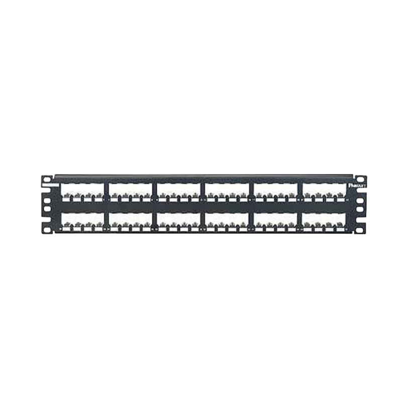 Panel de Parcheo Modular Mini-Com (Sin Conectores), Plano, Totalmente Blindado, de 48 puertos, 2UR