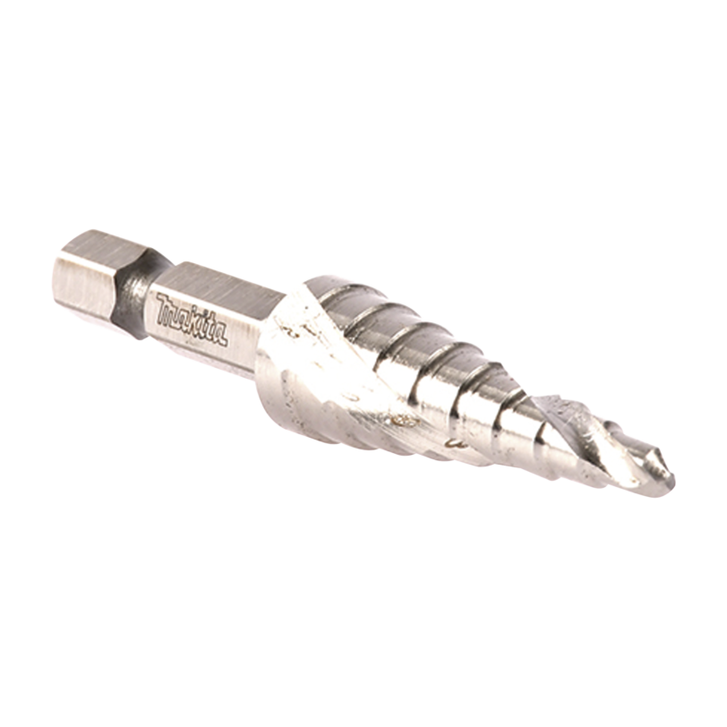 Broca escalonada espiral de hss 4-12 mm, zanco de 1/4" hexagonal, blister con una pieza.