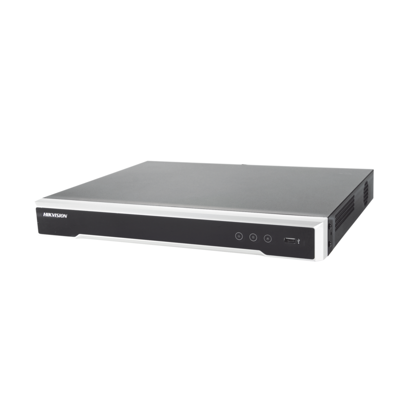 NVR 8 Megapíxel (4K) / 16 canales IP / 16 Puertos PoE+ / 2 Bahías de Disco Duro / Switch PoE 300 mts / HDMI en 4K