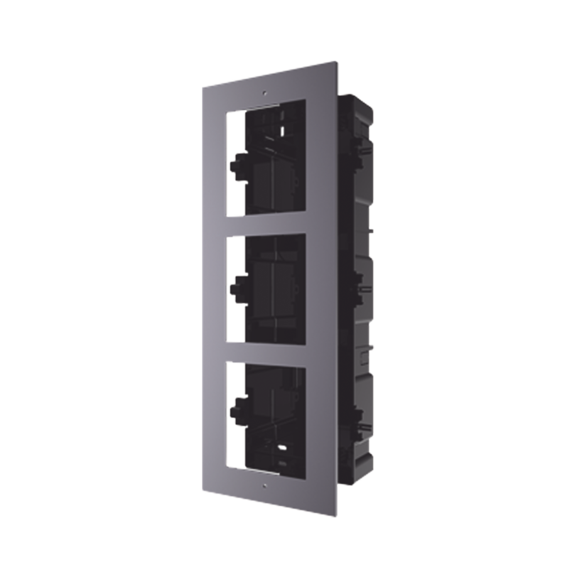 Base de 3 Espacios para EMPOTRAR Módulos de Videoporteros Hikvision