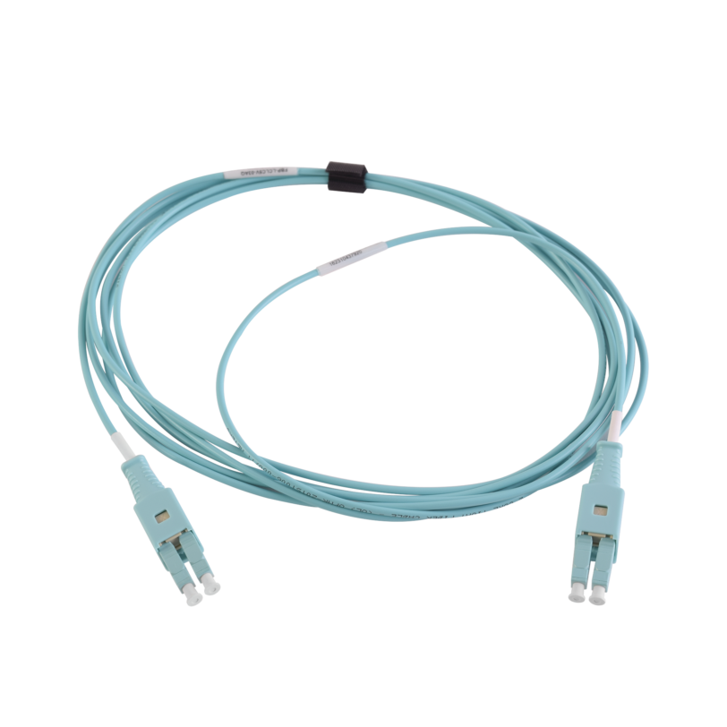 Jumper de Fibra Óptica BladePatch LC-LC Duplex, Multimodo 50/125 OM4, OFNR, Color Aqua, 3 Metros