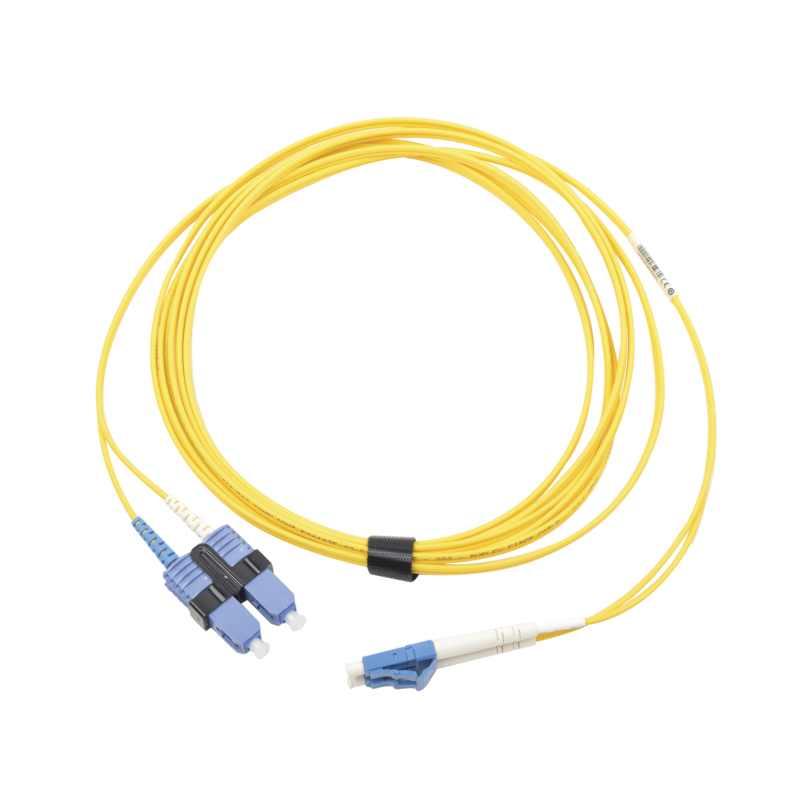 Jumper de Fibra Óptica Monomodo (OS2), XGLO, LC/UPC-SC/UPC Duplex, OFNR, Color Amarillo, 3 Metros