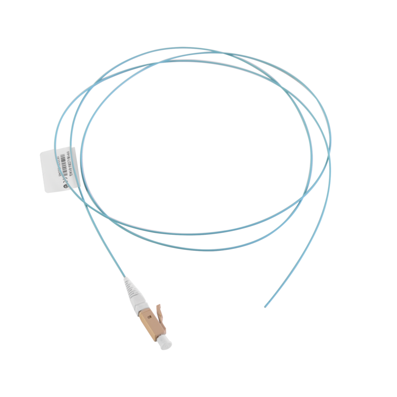 Pigtail de Fibra Óptica LC Simplex, Multimodo OM4 XGLO 50/125, OFNR, Color Aqua, 1 Metro