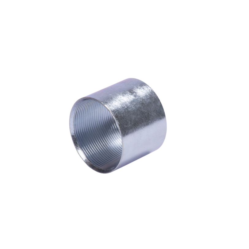 Cople 3/4 (19mm) con rosca galvanizado etiqueta amarilla