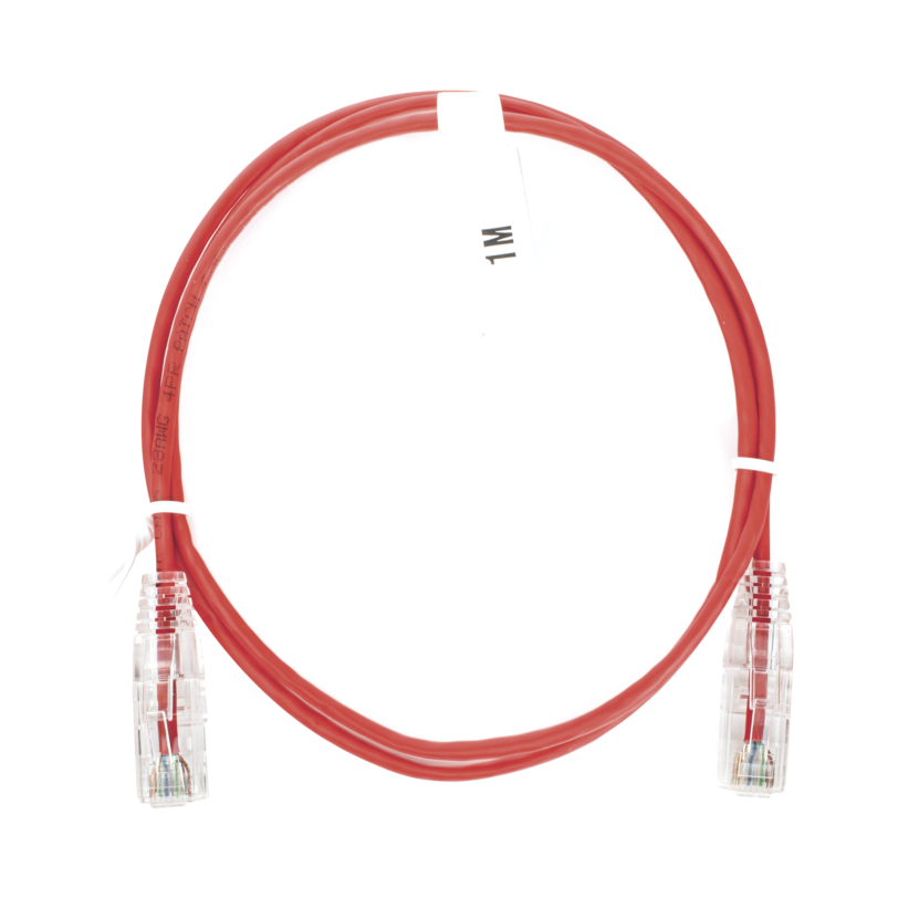 Cable de Parcheo Slim UTP Cat6 - 1 metro, Rojo, Diámetro Reducido (28 AWG)