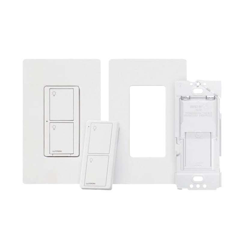Kit, Apagador, base para empotrar en pared el control remoto PICO, tapa, ideal para el control de iluminación, integrable al HUB de Caseta y su App