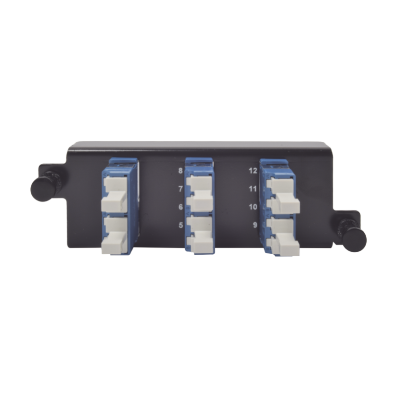 Placa acopladora de Fibra Óptica Plug and Play, Con 6 Conectores LC Duplex (12 Fibras), Para Fibra Monomodo, Azul