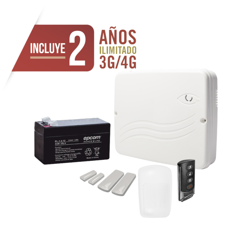 kit Profesional de Alarma Cloud Híbrido/Comunicador 4G Lte Integrado/8 Zonas Cableadas, 32 Inalambricas /Programación 100% vía WEB