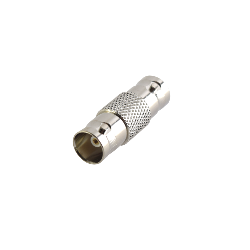 Adaptador Tipo Barril para 75 Ohm de Conectores BNC Hembra a BNC Hembra, Níquel / Oro / Teflón.