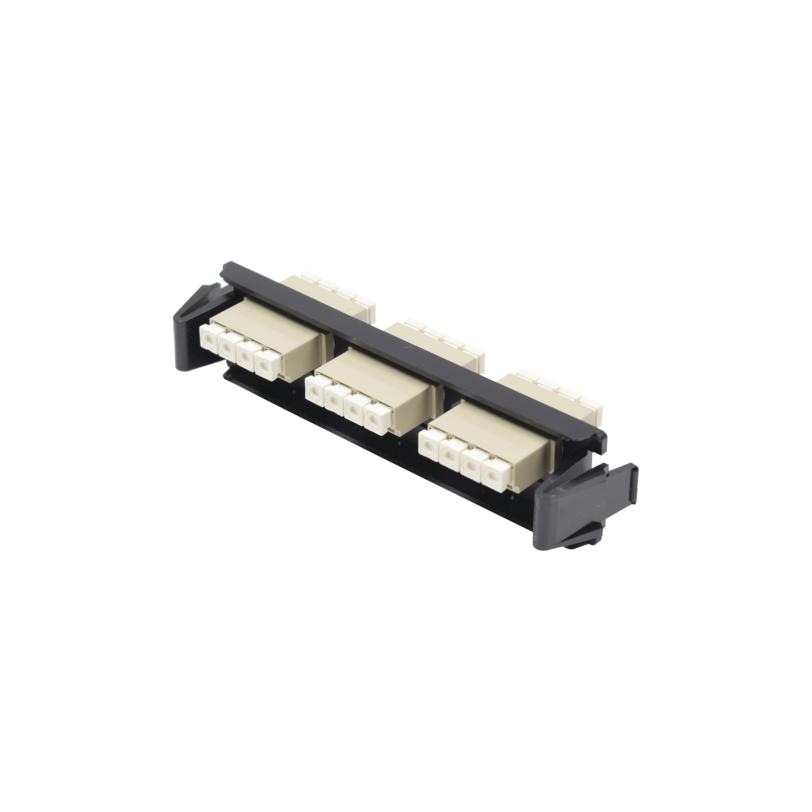 Placa acopladora de Fibra Óptica Quick-Pack, Con 3 Conectores LC Quad (12 Fibras), Para fibra Multimodo, Beige