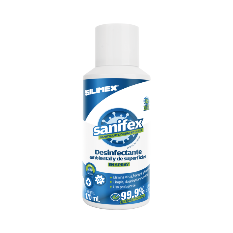 Sanitizante en spray, formulado para desinfectar las superficies en el hogar, oficinas, escuelas, hospitales, clinicas, gimnasios y fabricas, presentación 170 ml