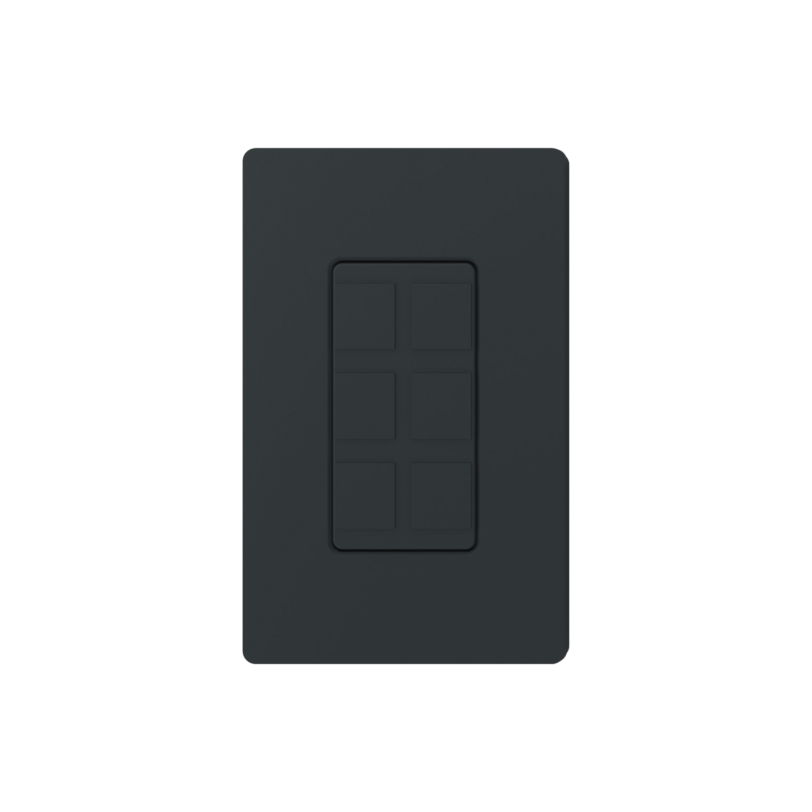 Placa de 6 puertos, color negro night.