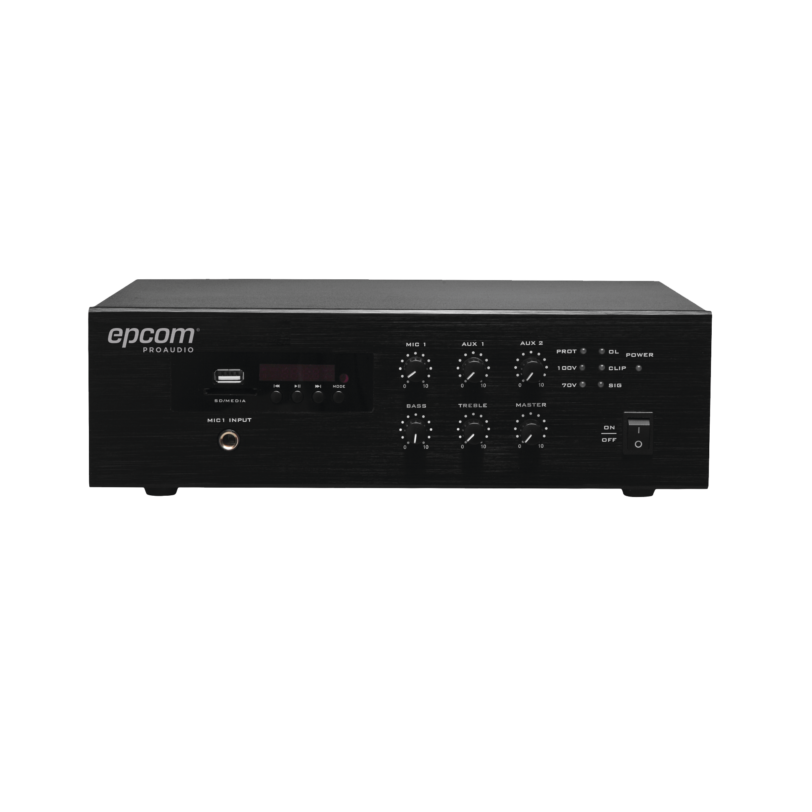 Mini Amplificador Mezclador | 120W RMS | Sistema 70/100V | MP3 | Tuner | Bluetooth | Musica ambiental y Voceo