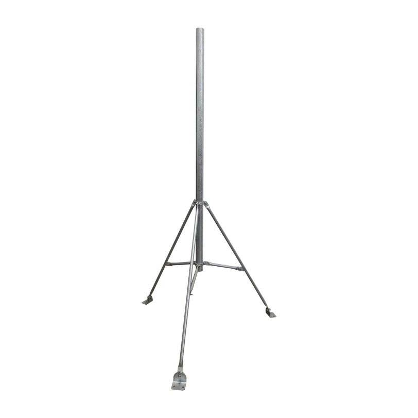 Mástil de 2" x 1.5 metros con Tripie para Instalación en losa. Acero Galvanizado en Caliente.
