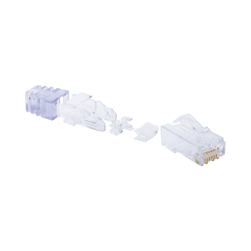 Plug RJ45 Cat6, Para Cable UTP de Calibre 23-24 AWG, Chapado en Oro de 50 micras, Bolsa de 100 piezas
