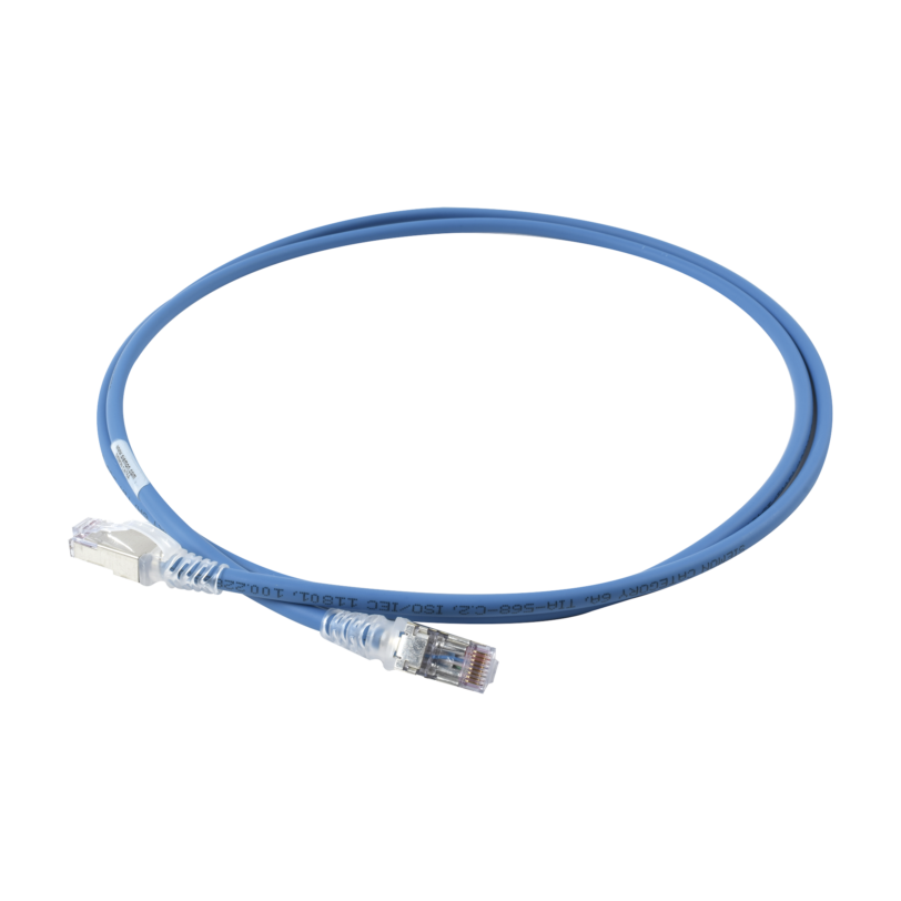 Patch Cord Skinny Cat6A Blindado S/FTP, 5ft, Diámetro Reducido 28 AWG, Color Azul