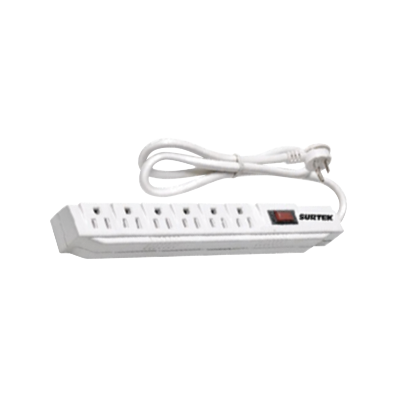 Multicontacto con Supresor de Picos 450 Joules, Voltaje de Entrada: 127 Vca NEMA 5-15P, Con 6 Salidas NEMA 5-15R.