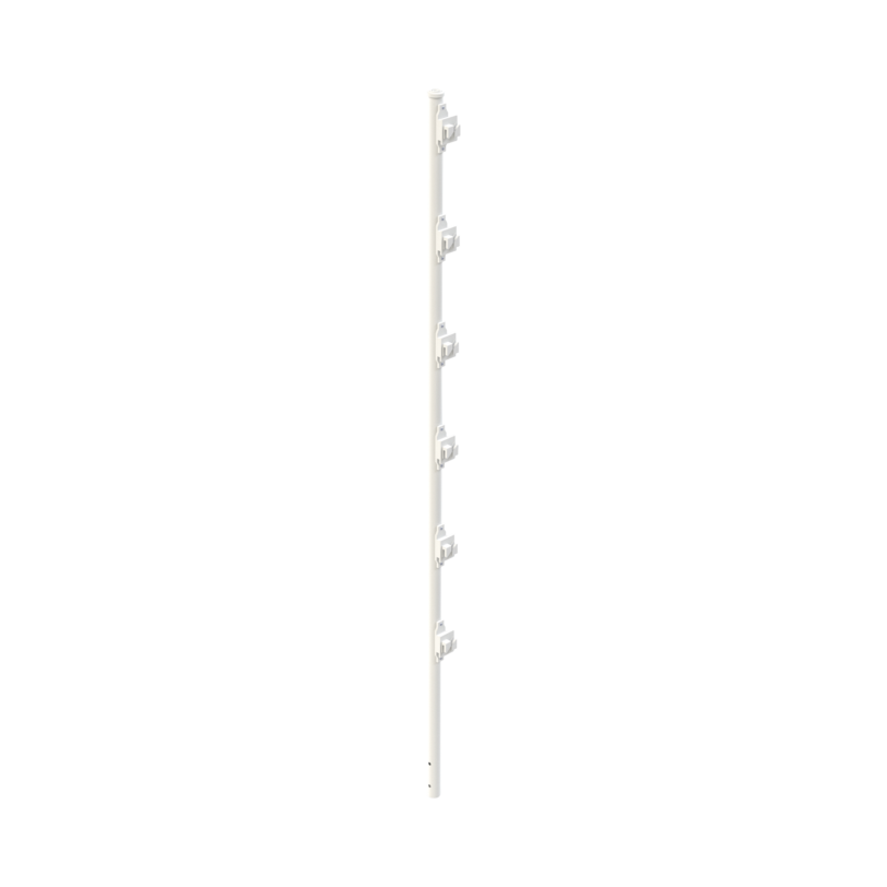 Poste con 6 Aisladores de PASO  para Cerca Electrificada. Tubo Galva. de 1.5m, cal. 18 de 1 Diam. + Pintura Blanca.