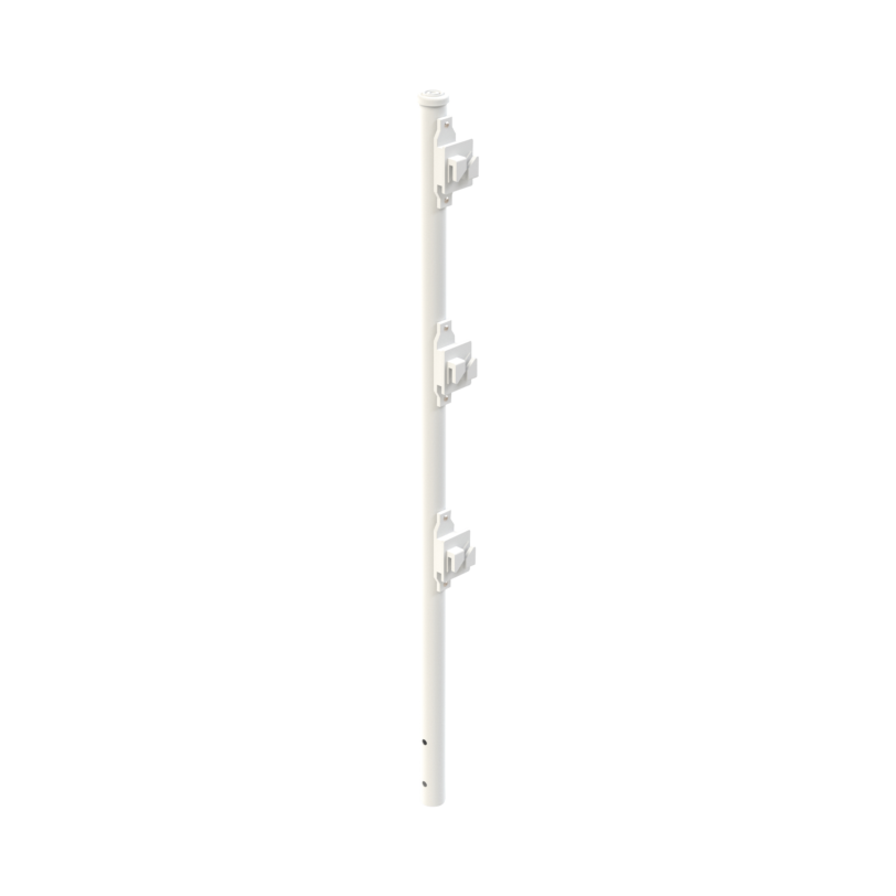 Poste de Paso Blanco de 0.8m para Cerca Electrificada. Tubo Galvanizado cal. 18 de 1Diam. con Tapón y 3 Aisladores Instalados.