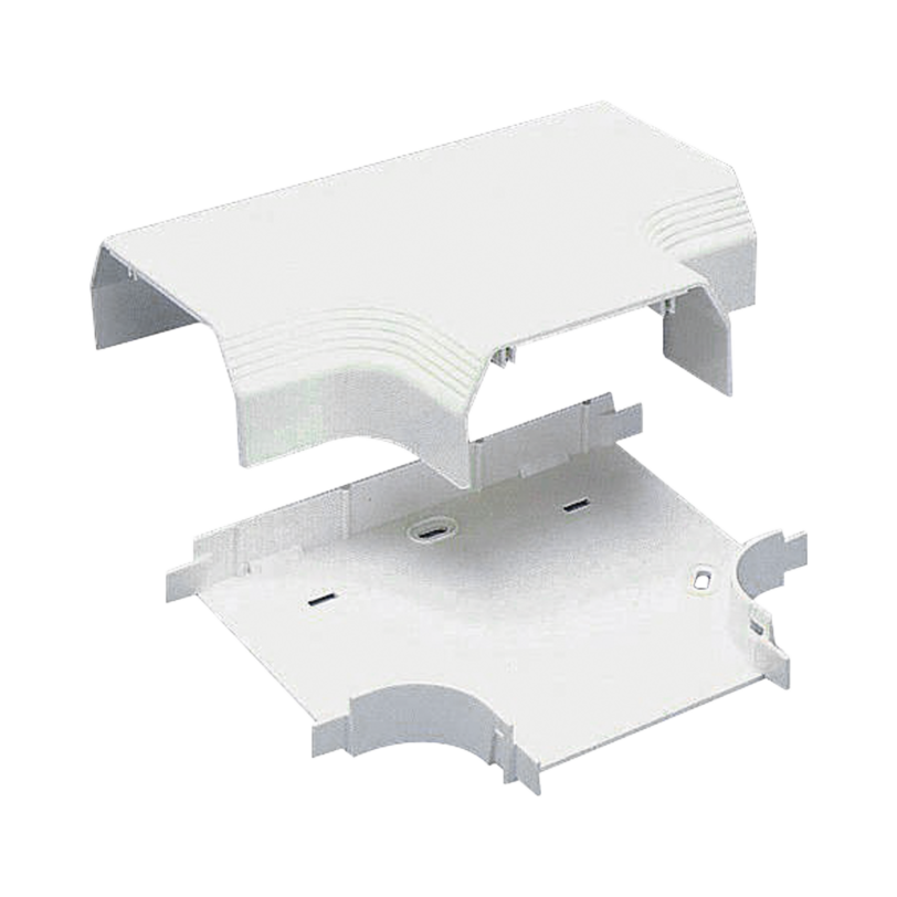 Accesorio en T, para uso con canaleta T70, Material PVC Rígido, Color Blanco Mate