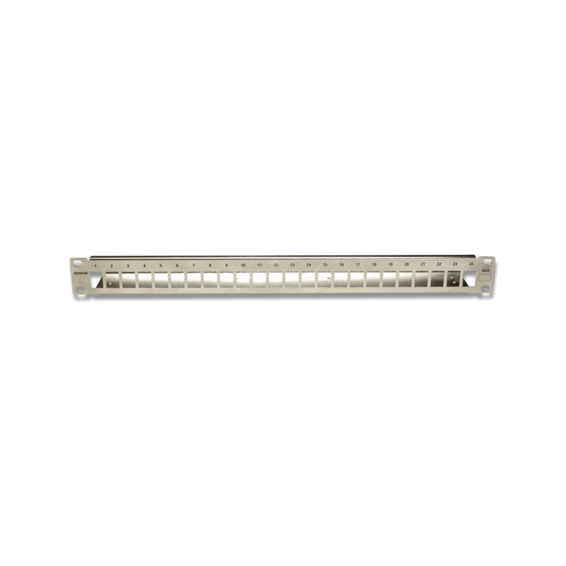 Patch Panel TERA-MAX Blindado de 24 Puertos, Modular, Plano, Color Metalico, 1UR