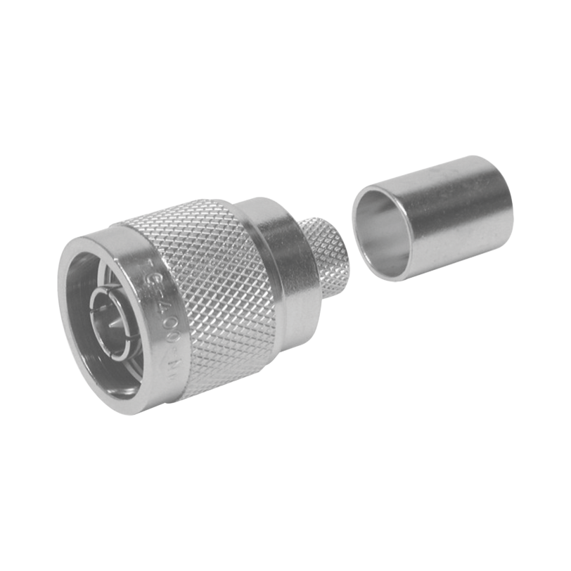 Conector N Macho para 75 Ohm de Anillo Plegable para cable RG-11, Níquel /Oro /Teflón.