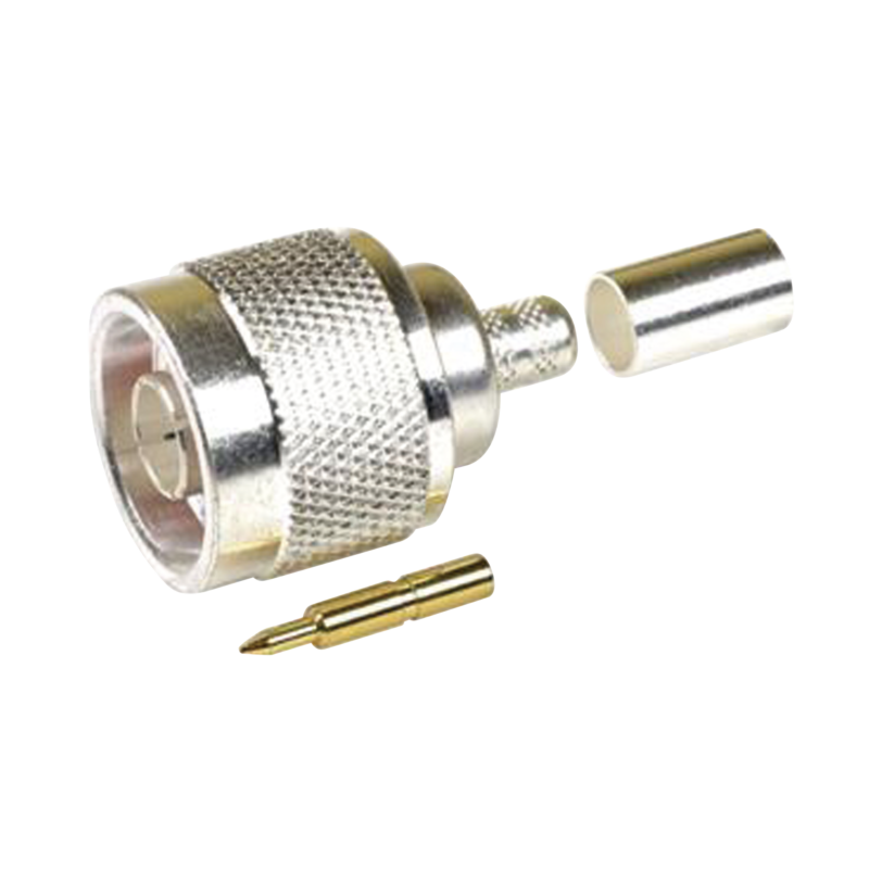 Conector N Macho para 75 Ohm de Anillo Plegable para cable RG-59, Níquel/ Oro /Teflón.