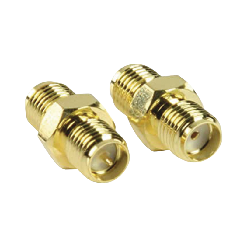 Adaptador de SMA Hembra Inverso a SMA Hembra, Oro/ Oro/ Teflón,