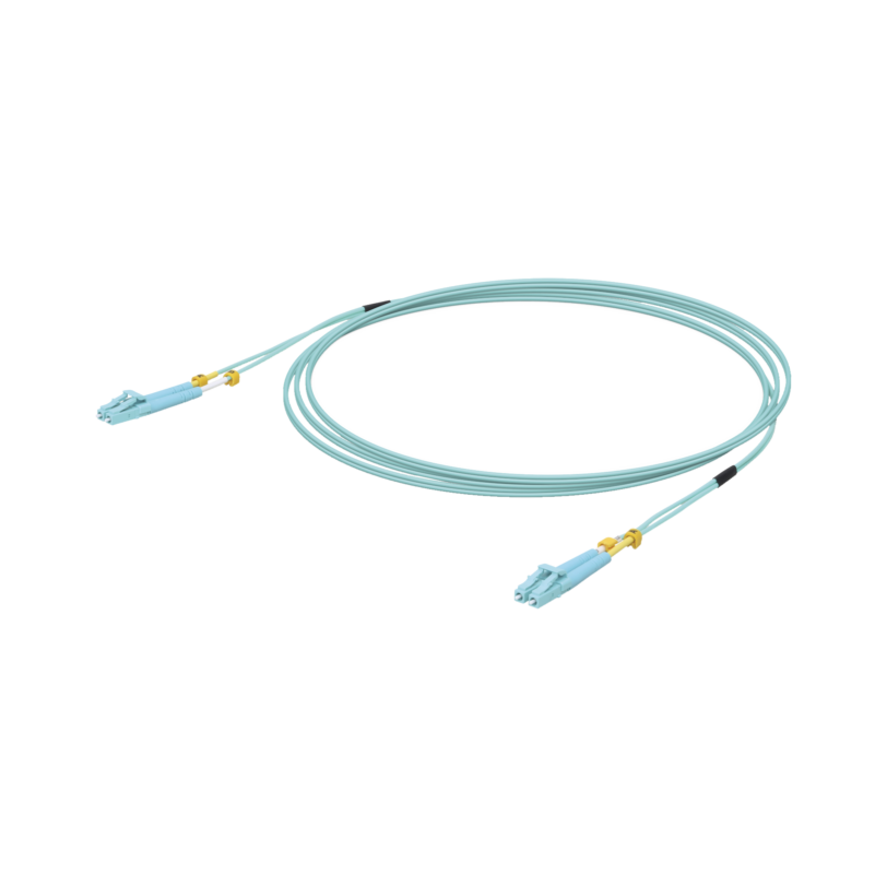 Jumper de Fibra Óptica Multimodo LC-LC duplex 10 G, 50/125 OM3, Color Aqua, 3 Metros