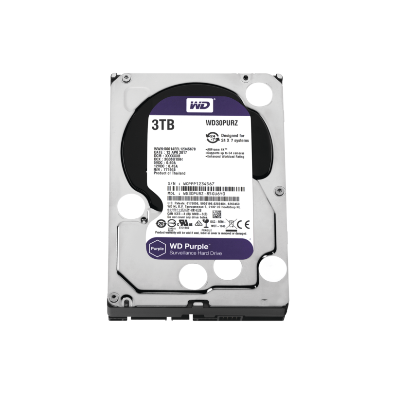 Disco Duro PURPLE de 3TB / 3 AÃ‘OS DE GARANTÃA / Para Videovigilancia