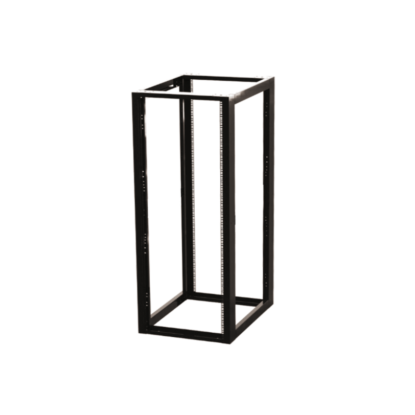 Rack Estándar 19 de 4 Postes, Acero, 24 Unidades, Profundidad Ajustable.