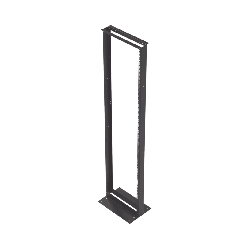 Rack de 2 Postes, Estándar 19, 42 Unidades, Fabricado en Acero, Base L para Anclar a Piso.