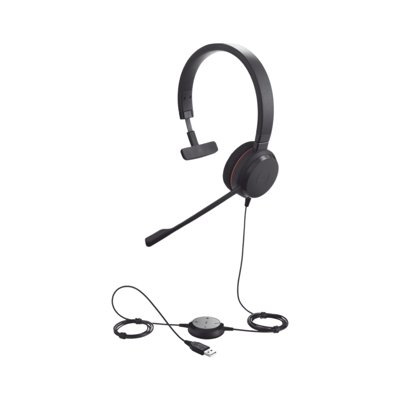 Jabra Evolve 20 Mono con conexión USB, micrófono con cancelación de ruido de ultima generación, configuración Plug and Play (4993-829-209)
