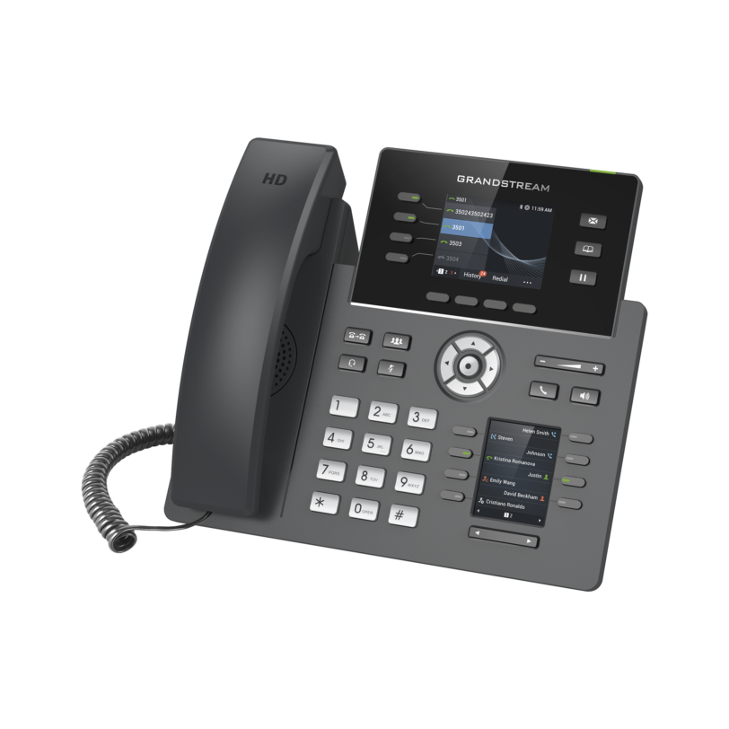 Teléfono IP Wi-Fi, Grado Operador, 4 líneas SIP con 4 cuentas, pantalla a color 2.8, puertos Gigabit, Bluetooth, PoE, codec Opus, IPV4/IPV6 con gestión en la nube GDMS