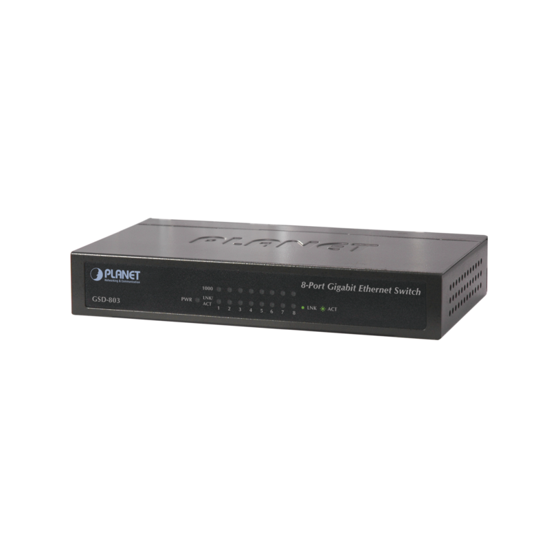 Switch no administrable 8 puertos Gigabit 10/100/1000Mbps, Con Ahorrador de Energia